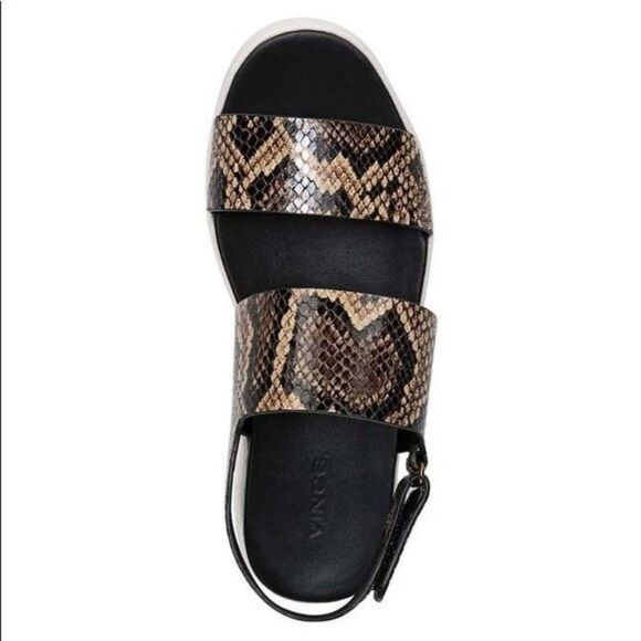 VINCE Westport Leather Snake Embossed Platform Sandals Size 10 - Picture 5 of 12